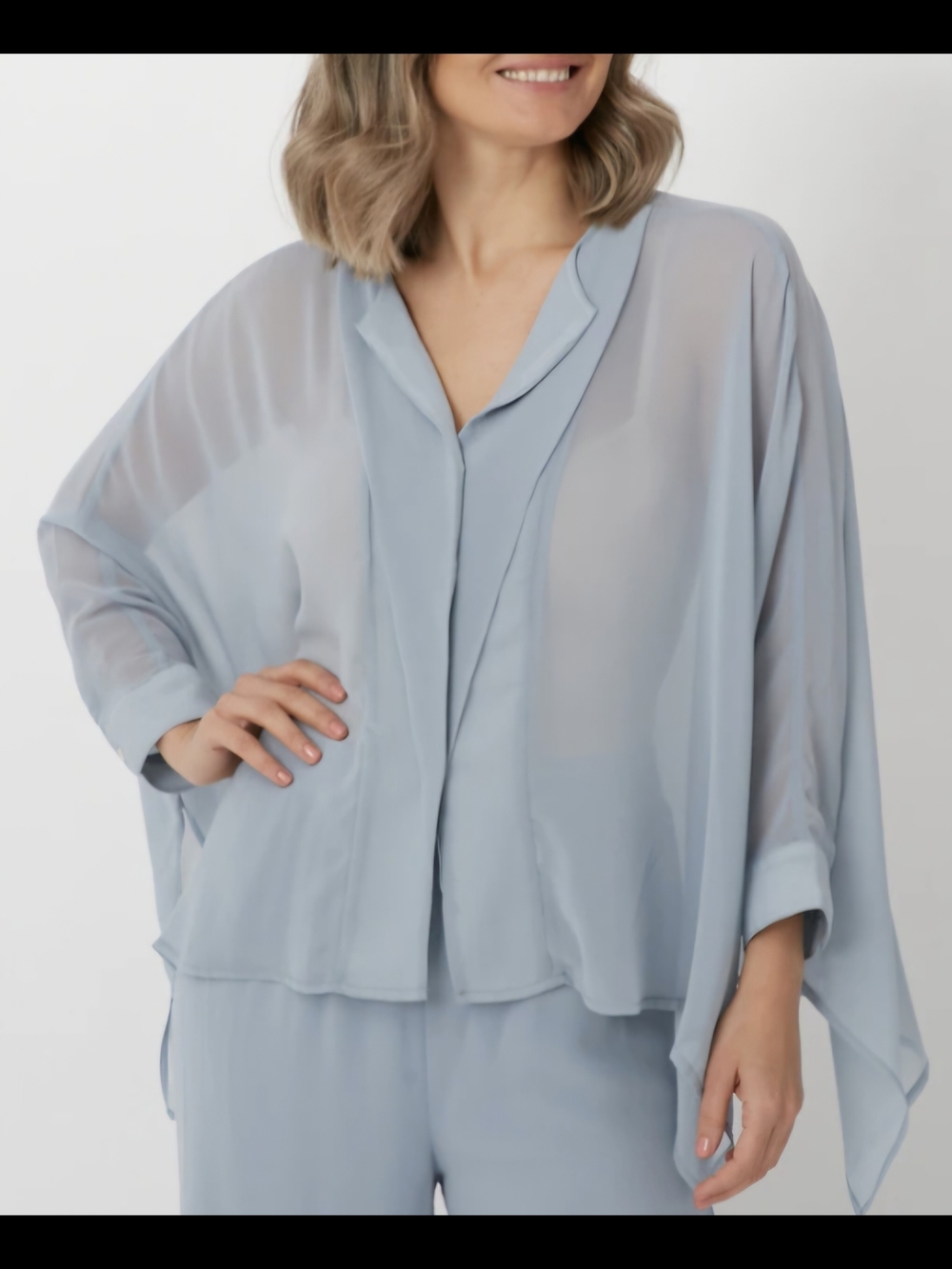 Wynne Layers Light Blue Sheer Draped Blouse